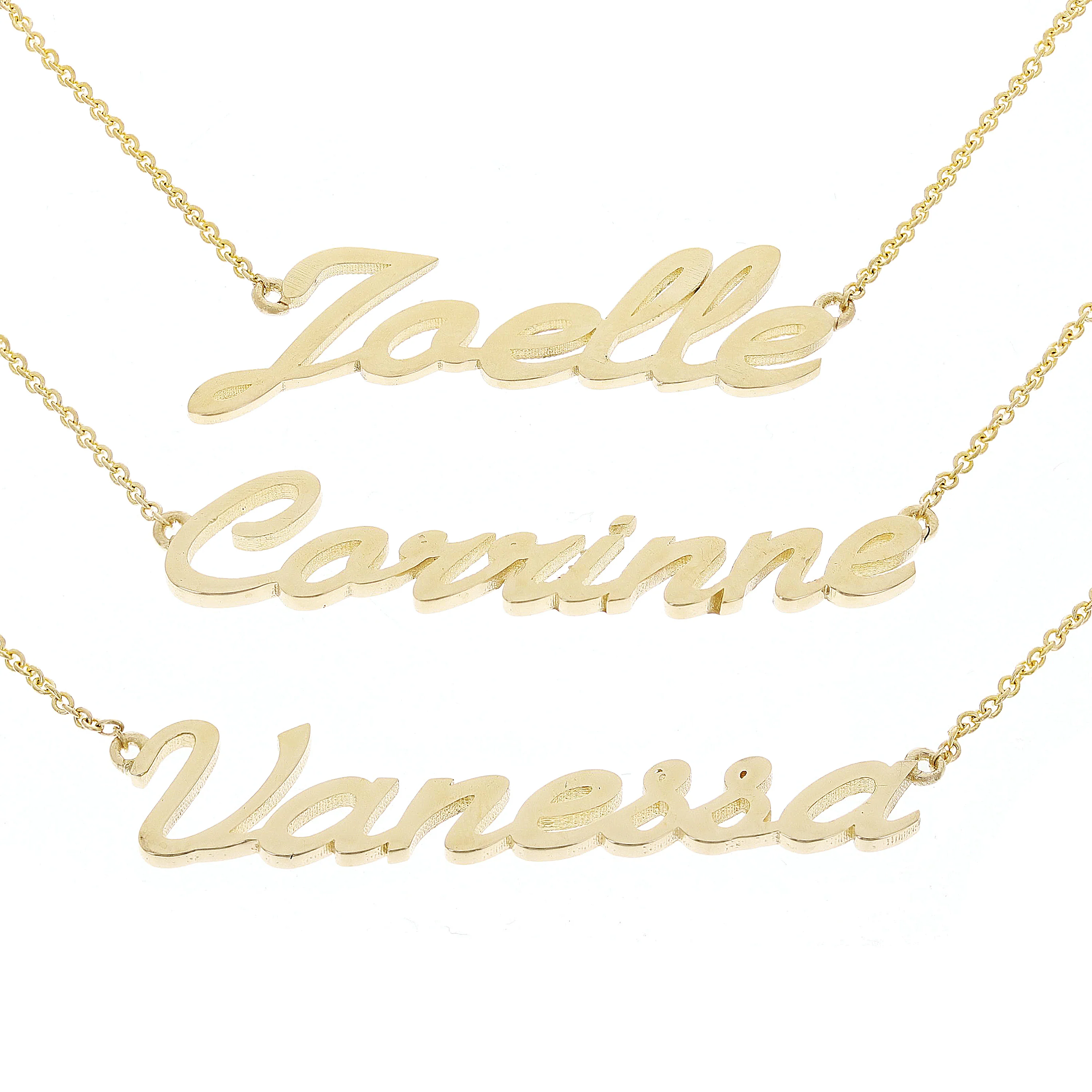14k Yellow Gold Personalized Script Name Plate Pendant Necklace Adj.16-20" Chain Questions & Answers