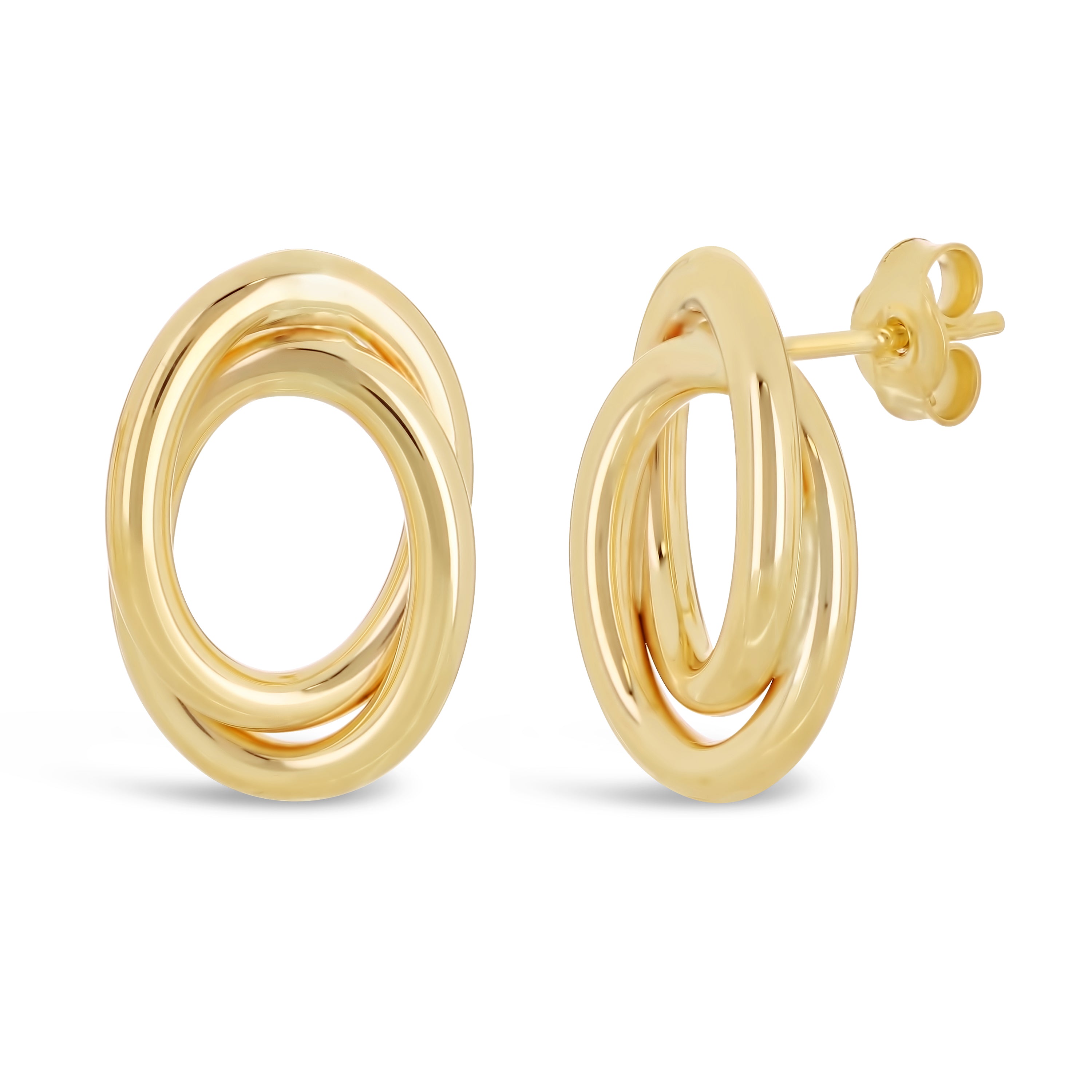 Italian 14k Yellow Gold Shiny Tubular Multiple Eternity Circle Stud Earrings Questions & Answers